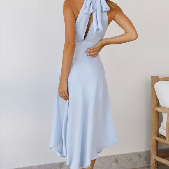 Hello Molly | Steel Blue Maxi Halter Dress | Size M | Only Worn Once! - Picture 3 of 5